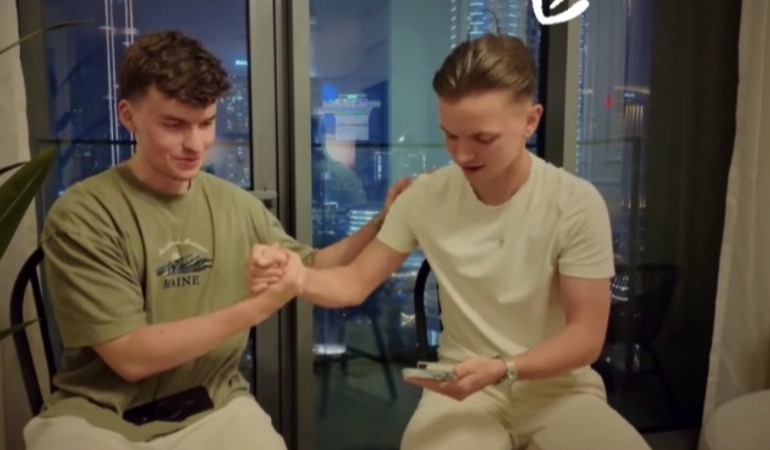 Chris with a student in Dubai