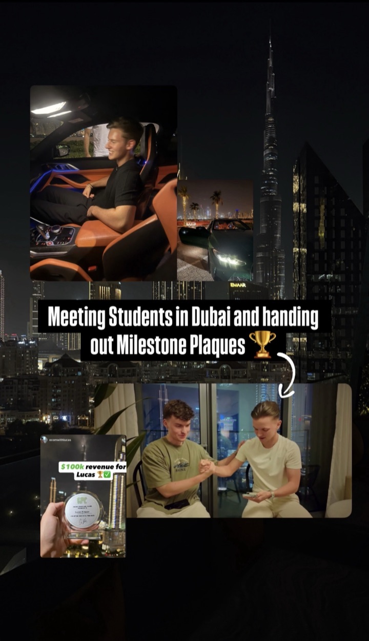 Chris meeting students in Dubai and handing out milestone plaques