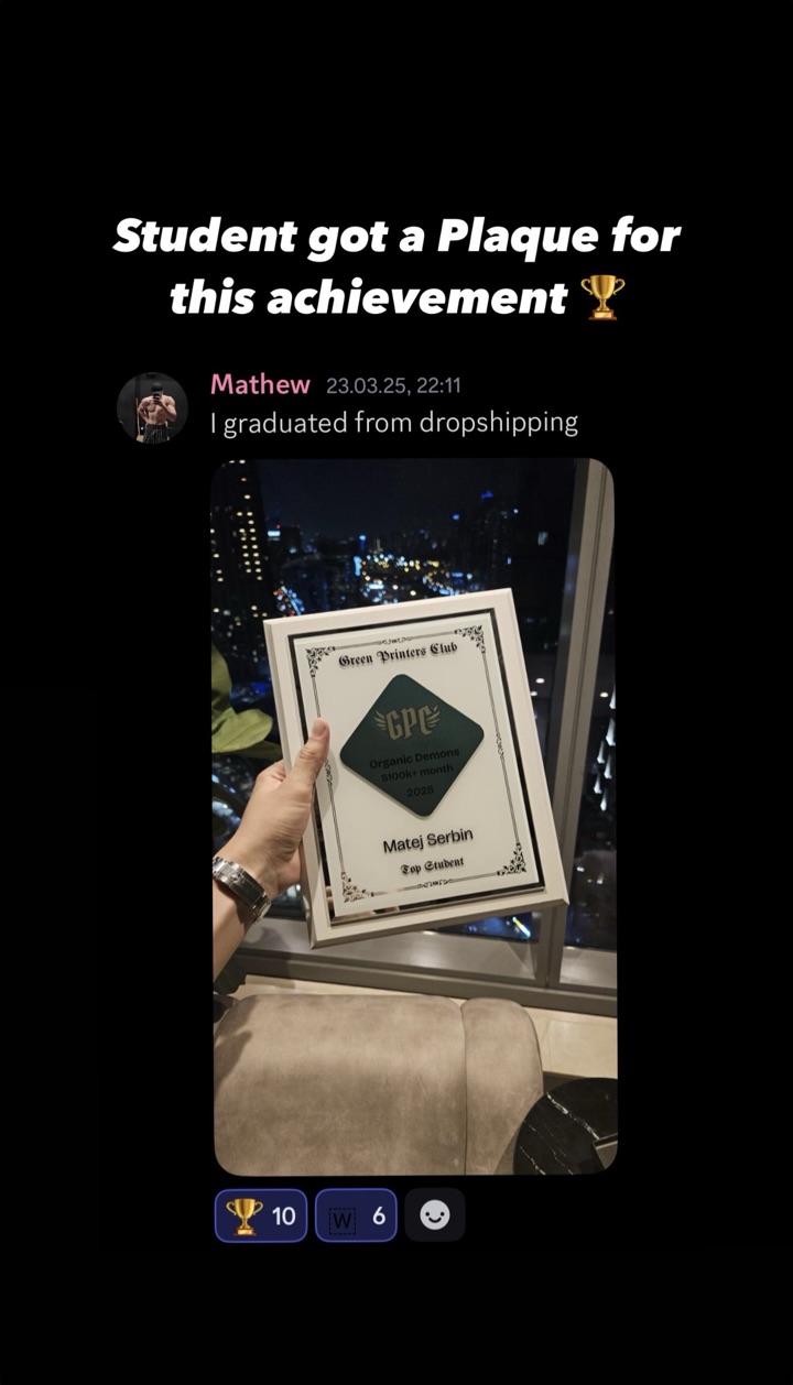 GPC Top Student plaque for Matej Serbin, $100K+ month